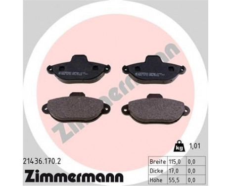 Brake Pad Set, disc brake 21436.170.2 Zimmermann, Image 2