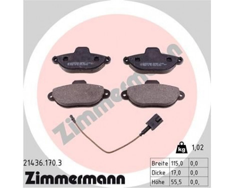 Brake Pad Set, disc brake 21436.170.3 Zimmermann, Image 2