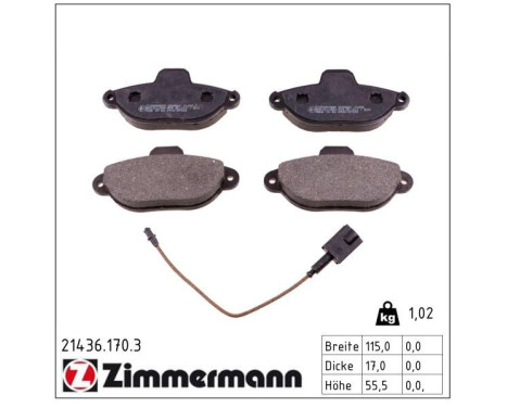 Brake Pad Set, disc brake 21436.170.3 Zimmermann, Image 2