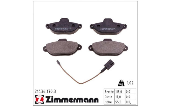 Brake Pad Set, disc brake 21436.170.3 Zimmermann, Image 2