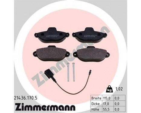 Brake Pad Set, disc brake 21436.170.5 Zimmermann, Image 2