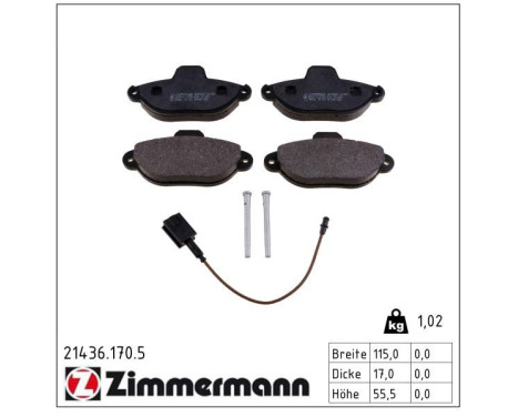 Brake Pad Set, disc brake 21436.170.5 Zimmermann, Image 2