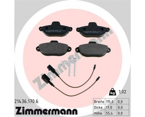 Brake Pad Set, disc brake 21436.170.6 Zimmermann, Image 2