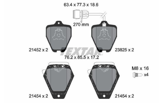Brake Pad Set, disc brake 2145201 Textar, Image 2