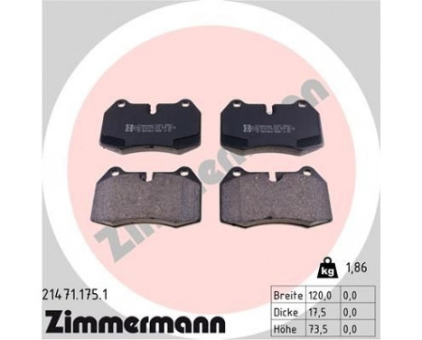 Brake Pad Set, disc brake 21471.175.1 Zimmermann, Image 2