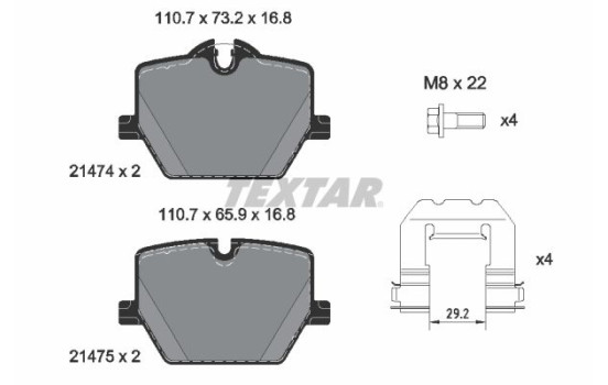 Brake pad set, disc brake 2147401 Textar, Image 2