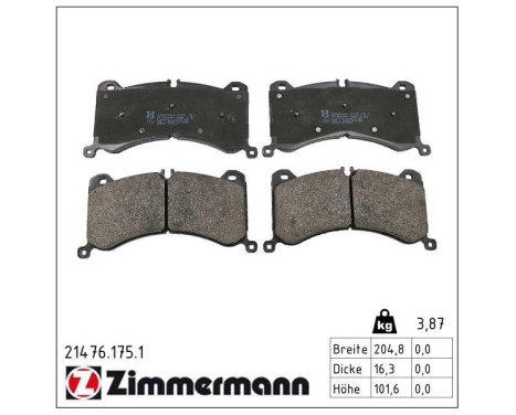 Brake pad set, disc brake 21476.175.1 Zimmermann