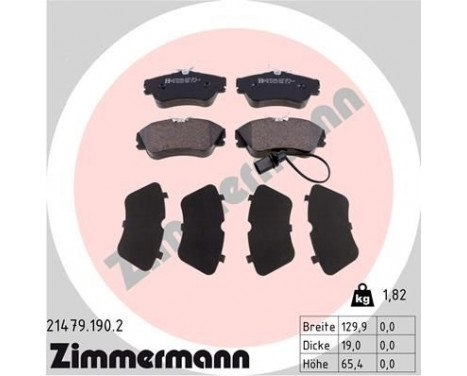 Brake Pad Set, disc brake 21479.190.2 Zimmermann, Image 2