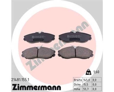 Brake Pad Set, disc brake 21481.155.1 Zimmermann, Image 2