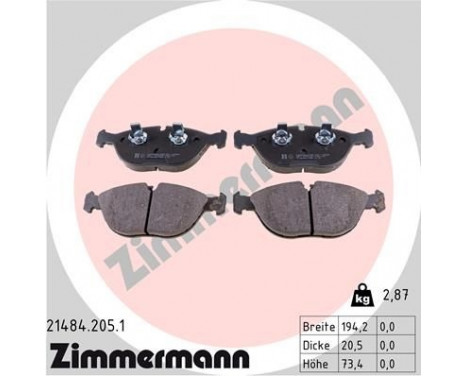 Brake Pad Set, disc brake 21484.205.1 Zimmermann, Image 2