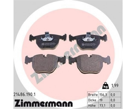 Brake Pad Set, disc brake 21486.190.1 Zimmermann, Image 2