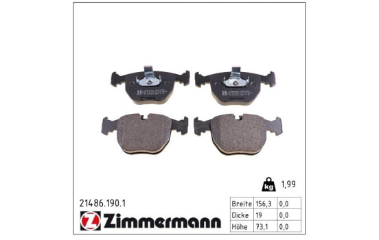 Brake Pad Set, disc brake 21486.190.1 Zimmermann, Image 2