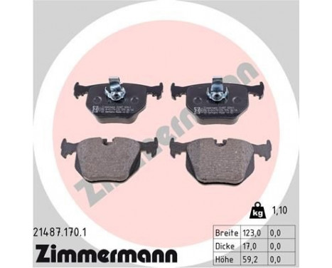 Brake Pad Set, disc brake 21487.170.1 Zimmermann, Image 2