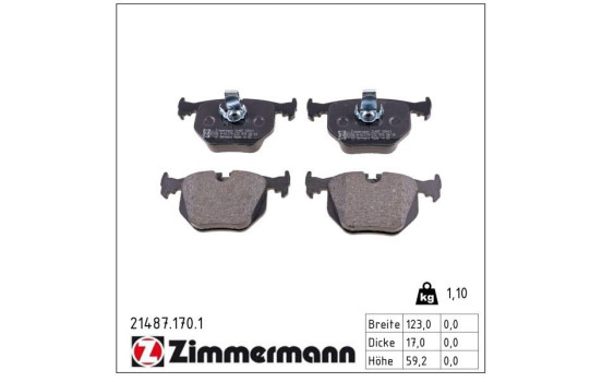 Brake Pad Set, disc brake 21487.170.1 Zimmermann, Image 2