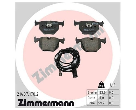Brake Pad Set, disc brake 21487.170.2 Zimmermann, Image 2