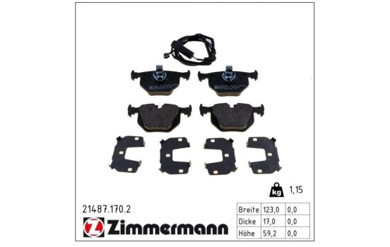 Brake Pad Set, disc brake 21487.170.2 Zimmermann, Image 2