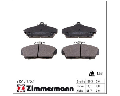 Brake Pad Set, disc brake 21515.175.1 Zimmermann, Image 2