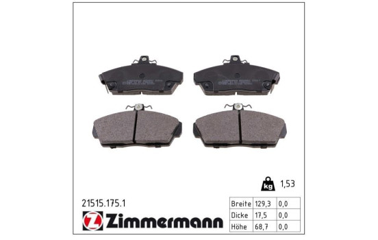 Brake Pad Set, disc brake 21515.175.1 Zimmermann, Image 2