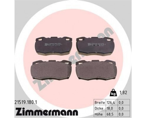 Brake Pad Set, disc brake 21519.180.1 Zimmermann, Image 2