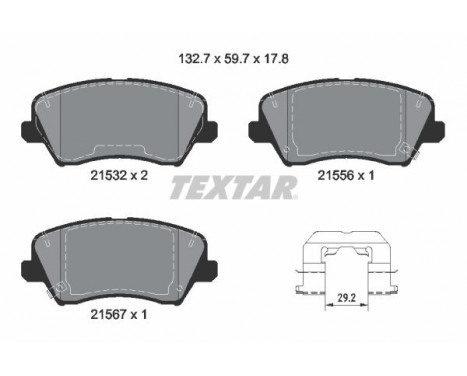 Brake pad set, disc brake 2153201 Textar