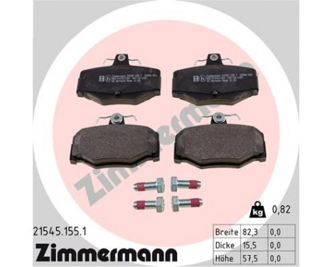 Brake Pad Set, disc brake 21545.155.1 Zimmermann, Image 2