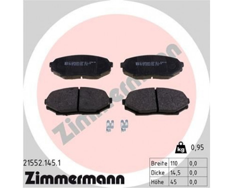 Brake Pad Set, disc brake 21552.145.1 Zimmermann, Image 2