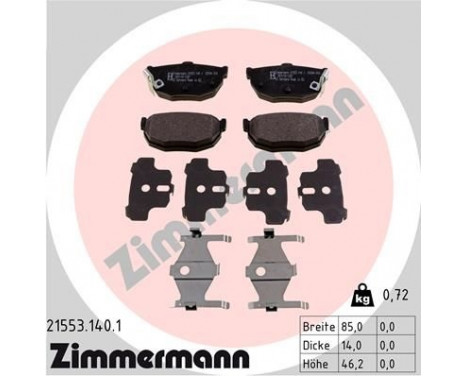 Brake Pad Set, disc brake 21553.140.1 Zimmermann, Image 2