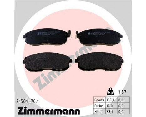 Brake Pad Set, disc brake 21561.170.1 Zimmermann, Image 2