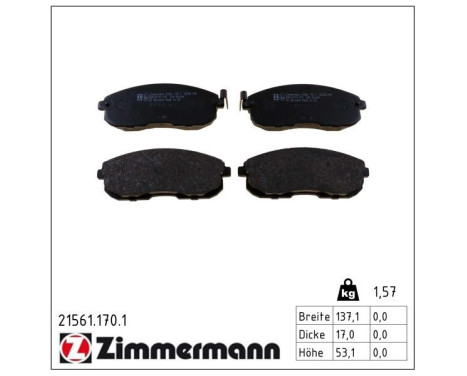 Brake Pad Set, disc brake 21561.170.1 Zimmermann, Image 2