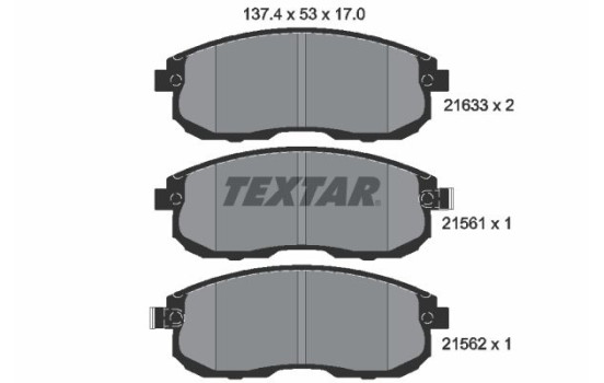 Brake pad set, disc brake 2156101 Textar