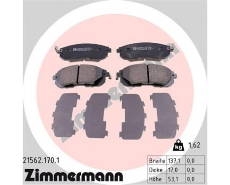 Brake Pad Set, disc brake 21562.170.1 Zimmermann, Image 2