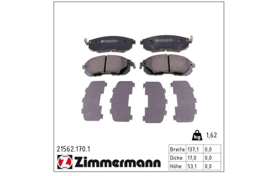 Brake Pad Set, disc brake 21562.170.1 Zimmermann, Image 2