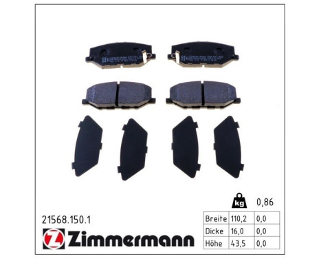 Brake Pad Set, disc brake 21568.150.1 Zimmermann