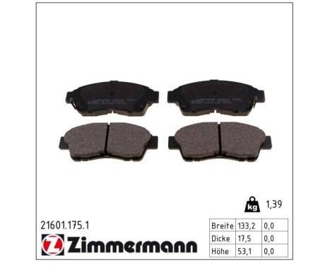 Brake Pad Set, disc brake 21601.175.1 Zimmermann, Image 2