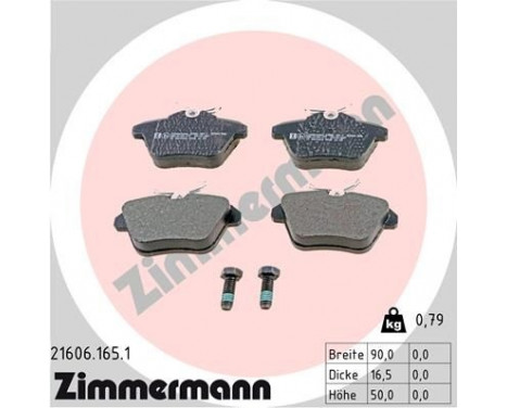 Brake Pad Set, disc brake 21606.165.1 Zimmermann, Image 2