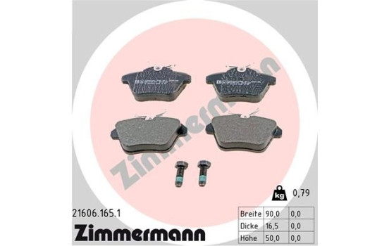 Brake Pad Set, disc brake 21606.165.1 Zimmermann, Image 2