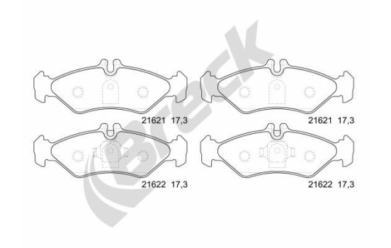 Brake pad set, disc brake 21621 00 705 10 Breck