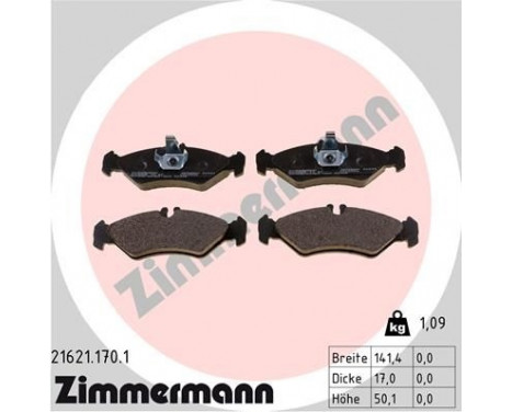 Brake Pad Set, disc brake 21621.170.1 Zimmermann, Image 2