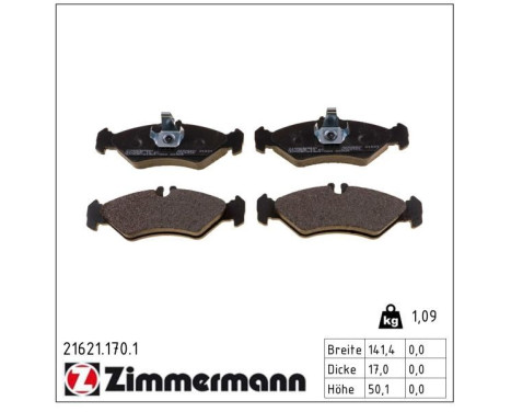 Brake Pad Set, disc brake 21621.170.1 Zimmermann, Image 2