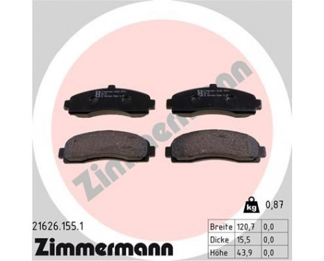 Brake Pad Set, disc brake 21626.155.1 Zimmermann, Image 2