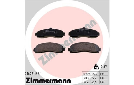 Brake Pad Set, disc brake 21626.155.1 Zimmermann, Image 2