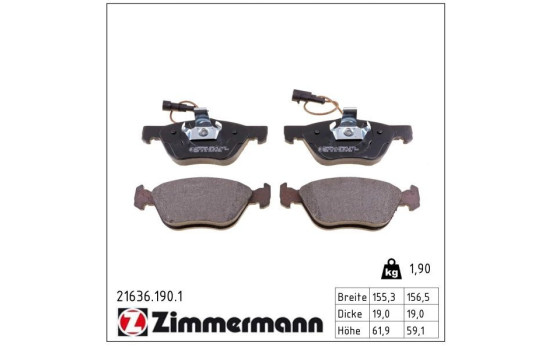 Brake Pad Set, disc brake 21636.190.1 Zimmermann, Image 2