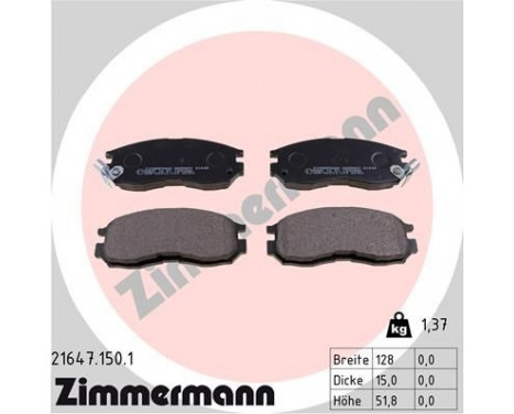 Brake Pad Set, disc brake 21647.150.1 Zimmermann, Image 2