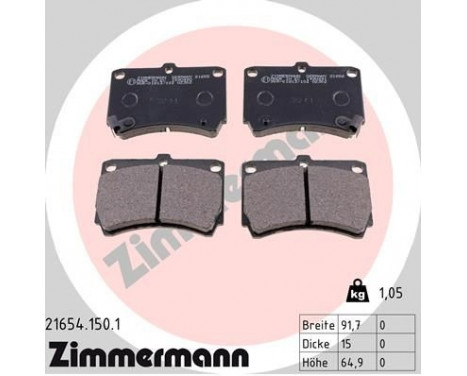 Brake Pad Set, disc brake 21654.150.1 Zimmermann