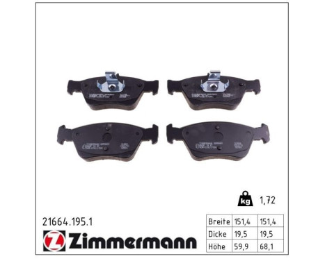 Brake Pad Set, disc brake 21664.195.1 Zimmermann, Image 2