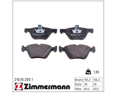 Brake Pad Set, disc brake 21670.200.1 Zimmermann, Image 2