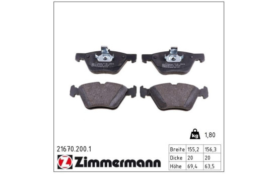 Brake Pad Set, disc brake 21670.200.1 Zimmermann, Image 2