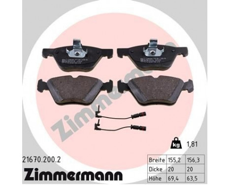 Brake Pad Set, disc brake 21670.200.2 Zimmermann, Image 2