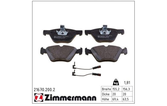 Brake Pad Set, disc brake 21670.200.2 Zimmermann, Image 2