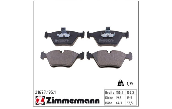 Brake Pad Set, disc brake 21677.195.1 Zimmermann, Image 2